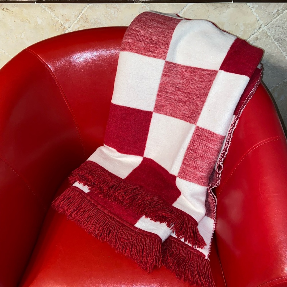 EUC Docofil Throw Blanket - Red & White Check
